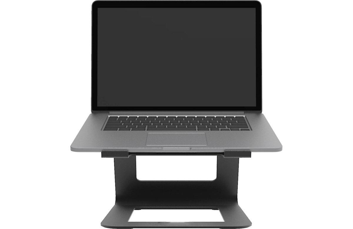 Fixed Inclination Universal Laptop Stand Made of Sturdy Steel With Built-In Cable Arrangement Parts