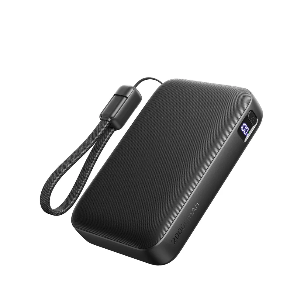 Compact High-Capacity Portable Charger Supporting PD Fast Charging With Integrated Lanyard Cable and Digital Power Readout
