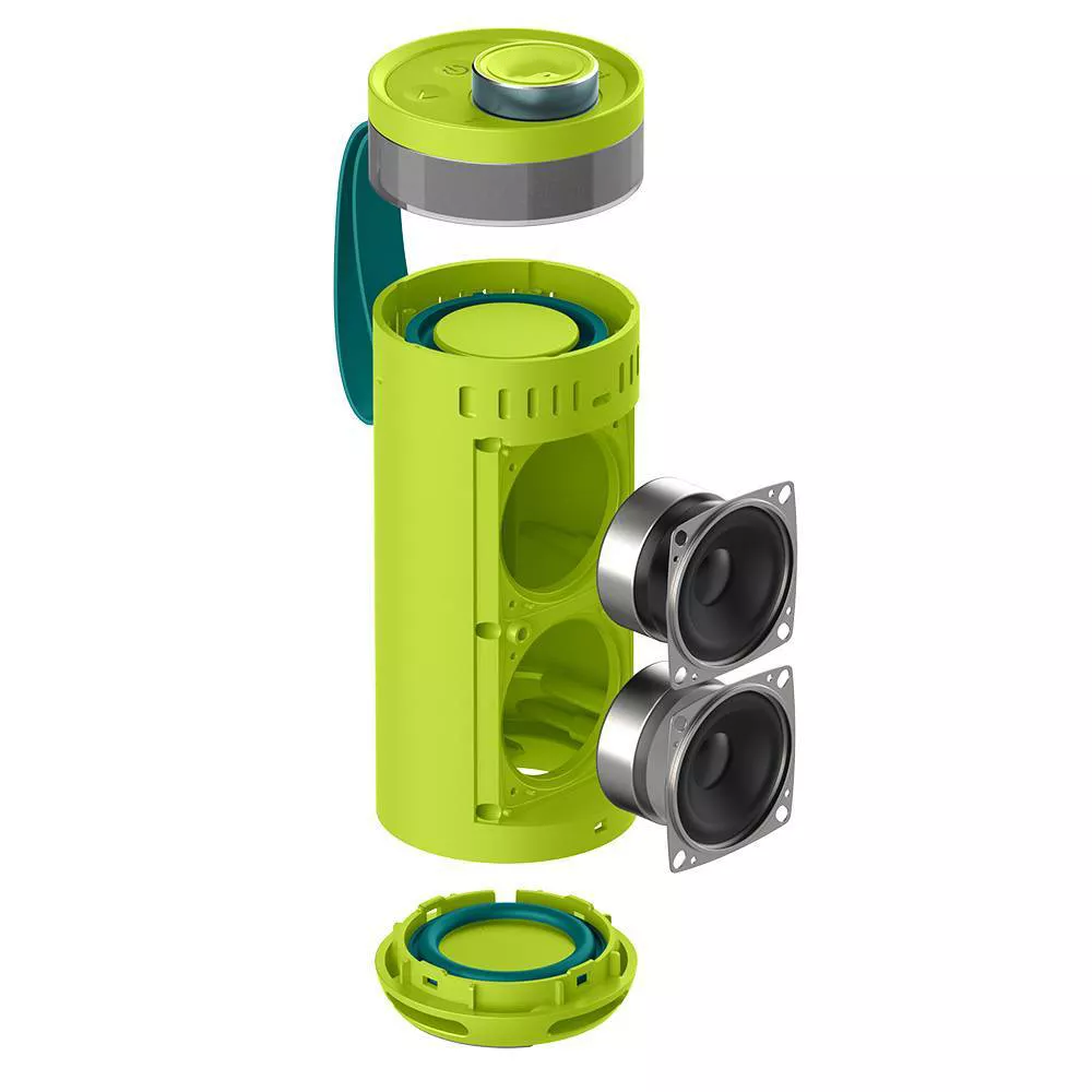 Cylindrical Party Portable Speaker With Synchronized Multi-Device Linkage and RGB Ambient Lighting