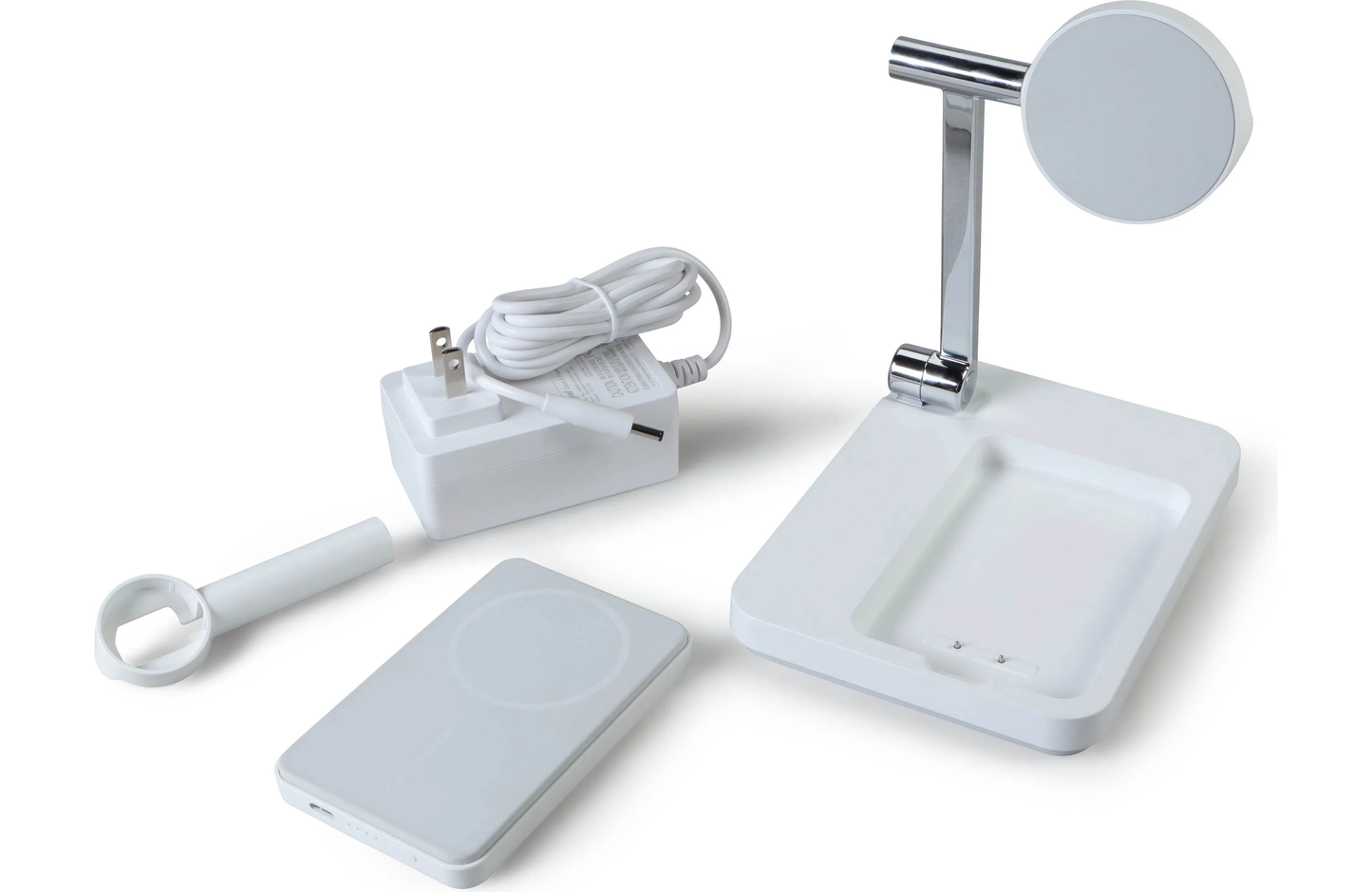 Triple-Device Magnetic Charging Dock Equipped With Detachable Portable Power Bank