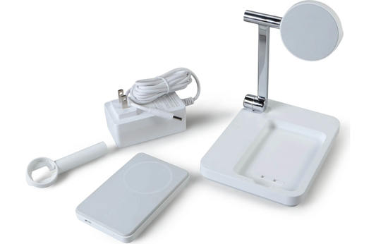 Triple-Device Magnetic Charging Dock Equipped With Detachable Portable Power Bank